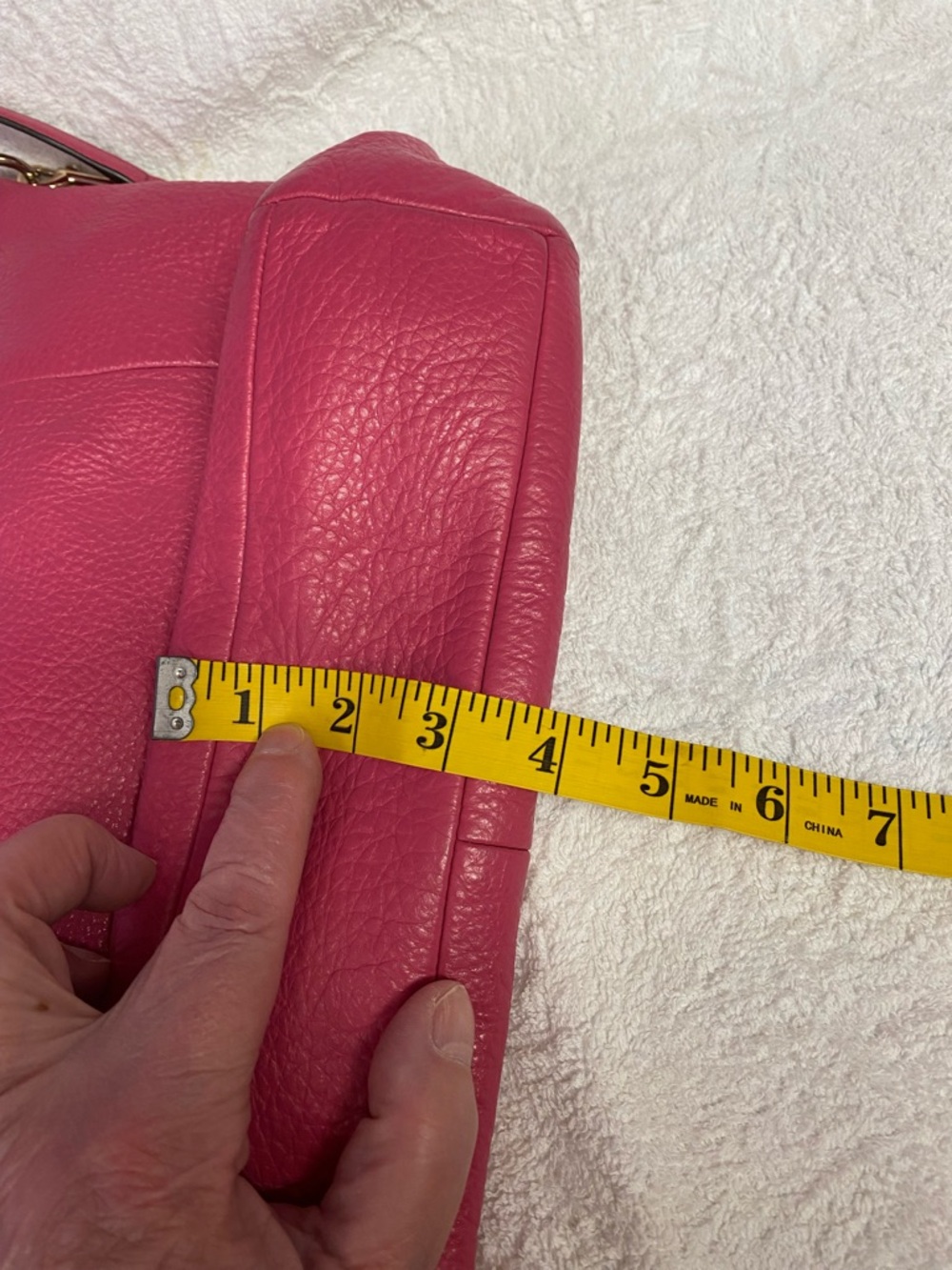 Coach Pebbled Leather Shoulder Bag - Fuchsia Pink - Picture 3 of 12